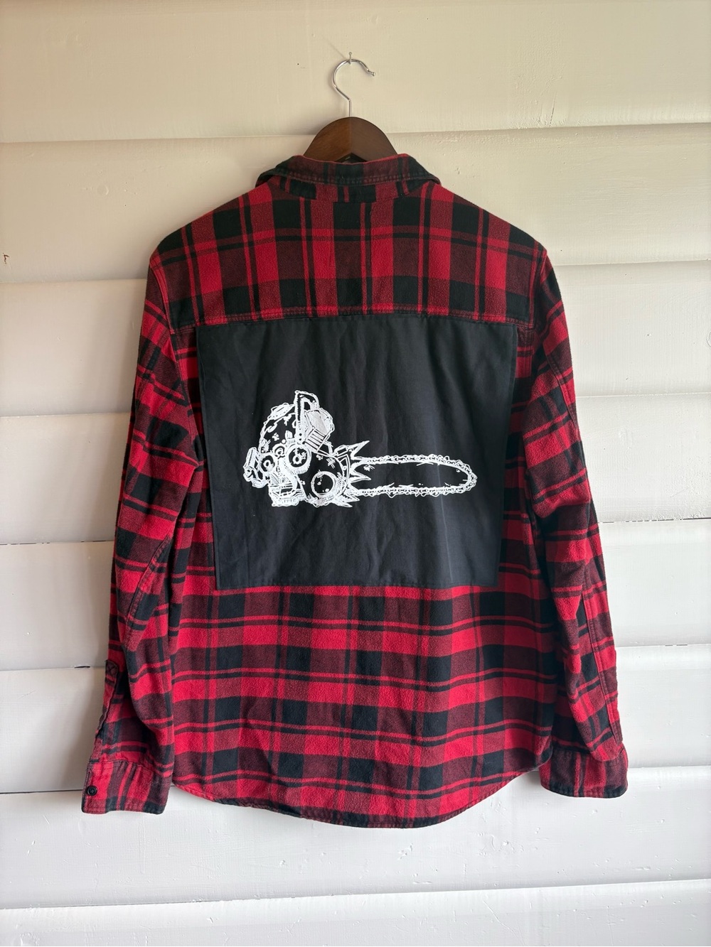 John dieD Chainsaw Graphic Plaid Flannel Shirt Men’s M Grunge